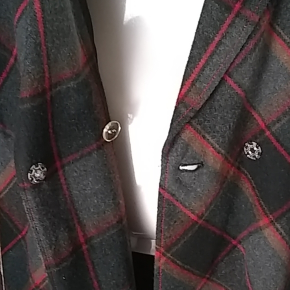 Jacket, Red/Gray Plaid, Wool Blend, Lined, Size M - Picture 3 of 8